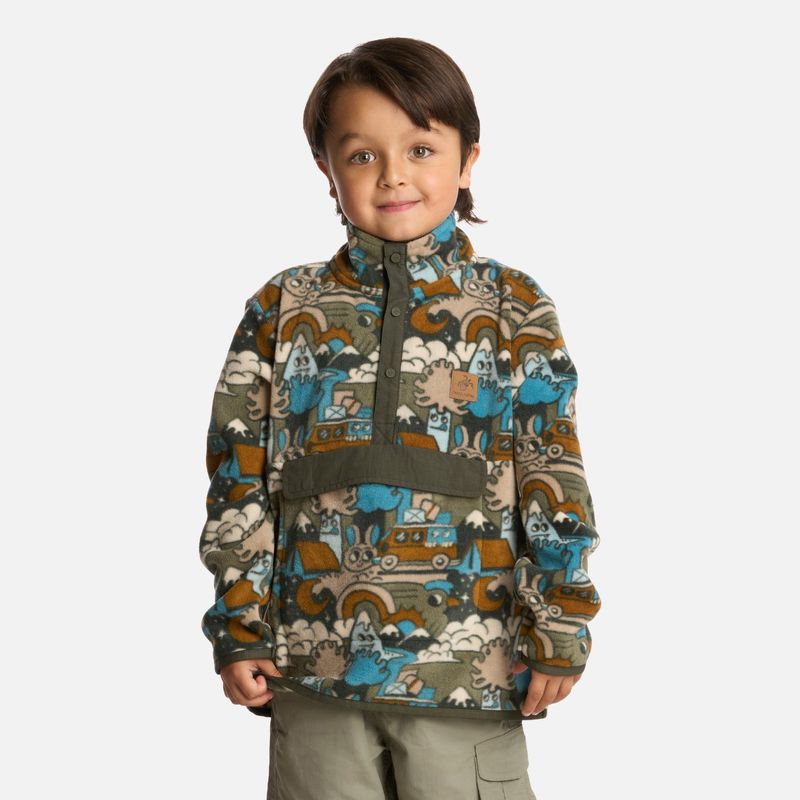 HAKA HONU - Polerón Niño Tokerau Poki Print Verde Militar Haka Honu