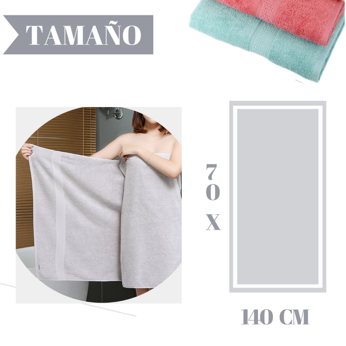 GENERICO - Toalla de Baño Cuerpo Gris100% Algodon Gruesa