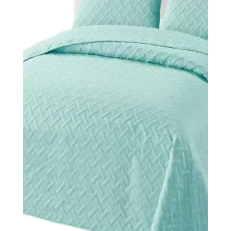 GENERICO - COBERTOR COLCHAS QUILT DE VERANO PLAZA Y MEDIA CELESTE