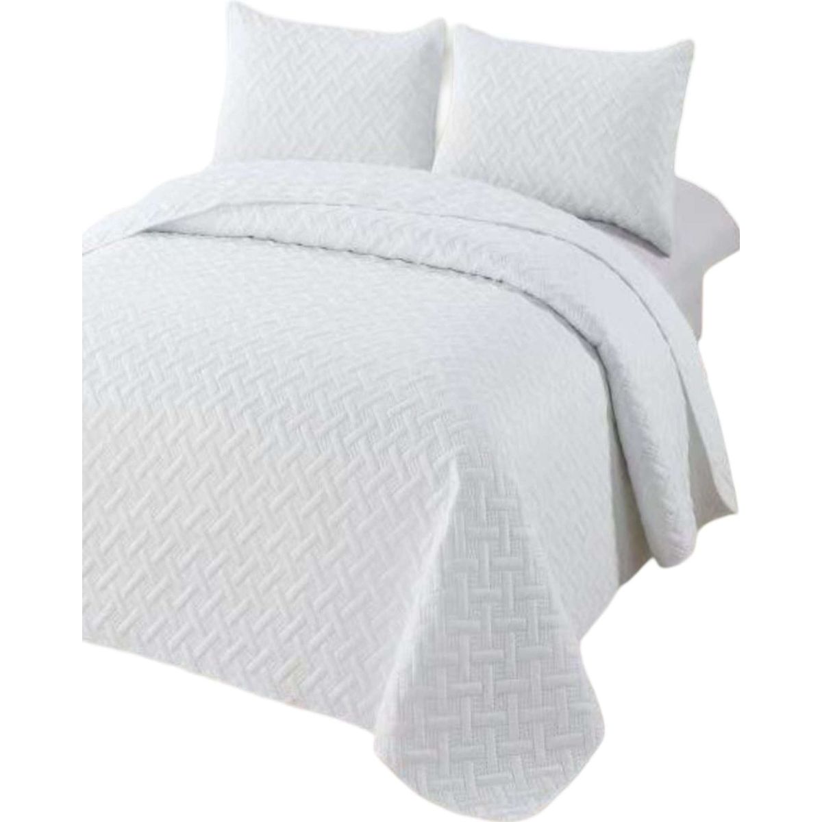 GENERICO - COBERTOR COLCHAS QUILT DE VERANO 2 PLAZAS BLANCO