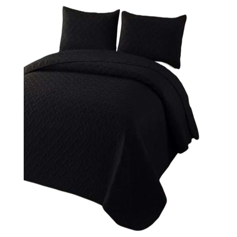 GENERICO - COBERTOR COLCHAS QUILT DE VERANO 2 PLAZAS NEGRO