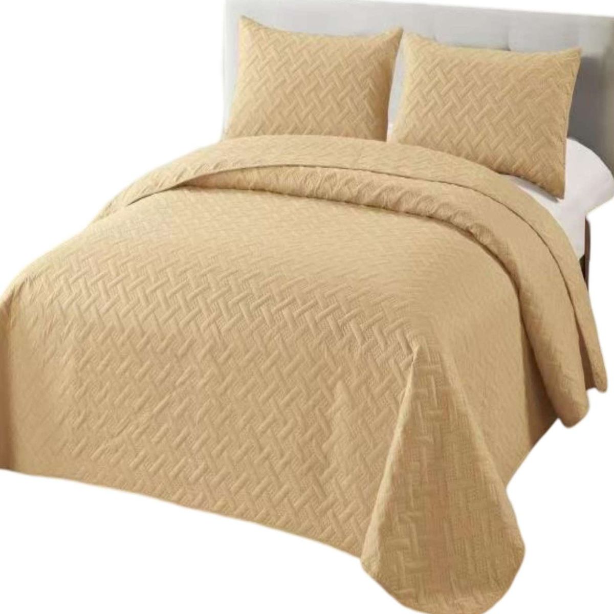 GENERICO - COBERTOR COLCHAS QUILT DE VERANO 2 PLAZAS BEIGE