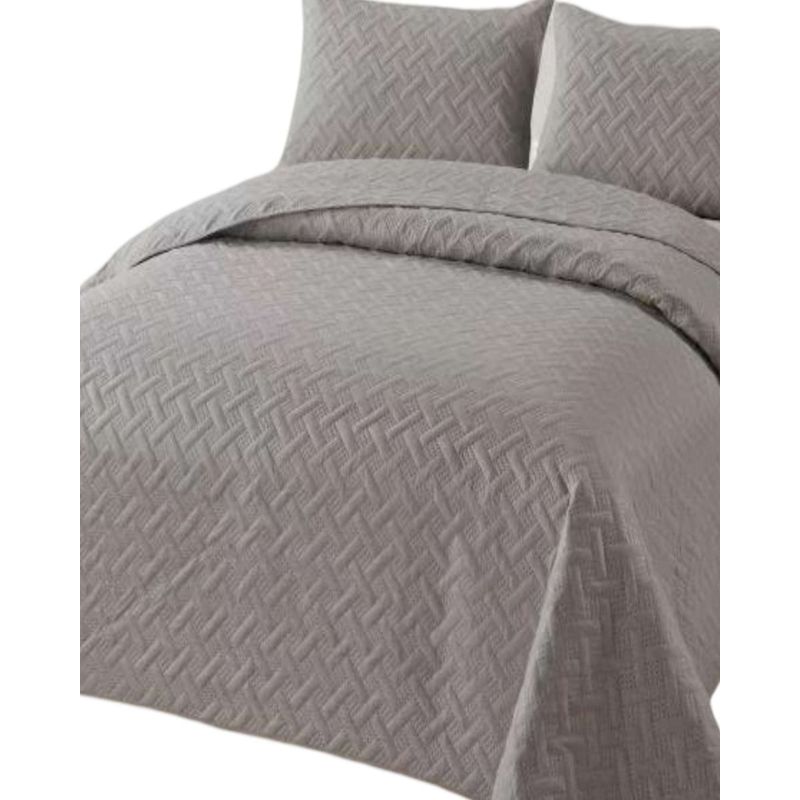 GENERICO - COBERTOR COLCHAS QUILT DE VERANO 2 PLAZAS GRIS