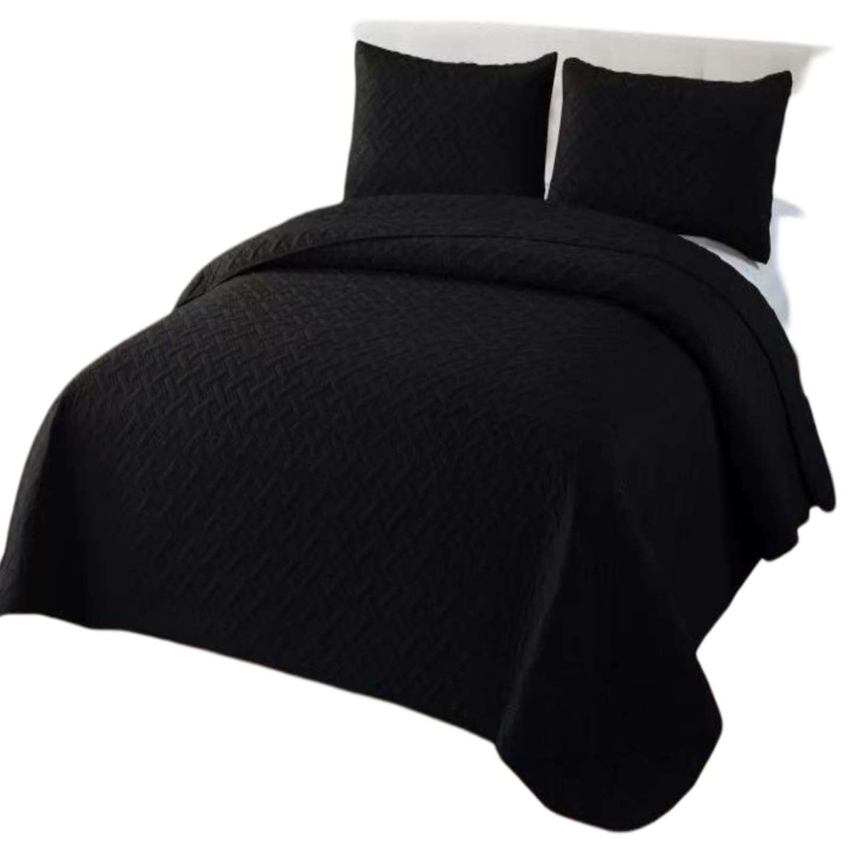 GENERICO - COBERTOR COLCHAS QUILT DE VERANO KING NEGRO