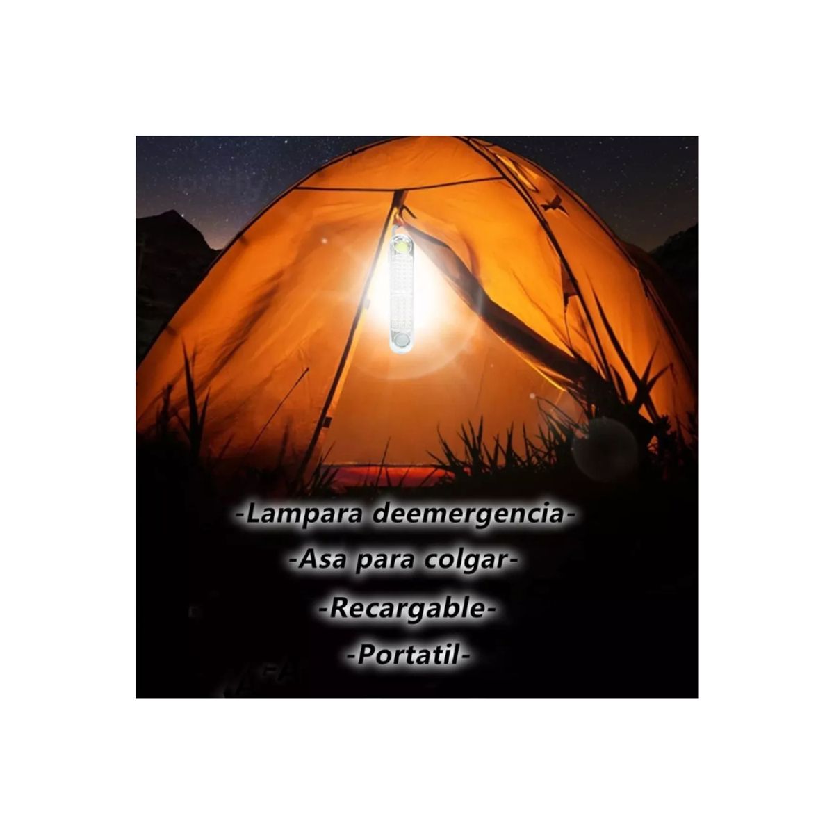 GENERICO - Lampara de emergencia Recargable Portátil con gancho plegable