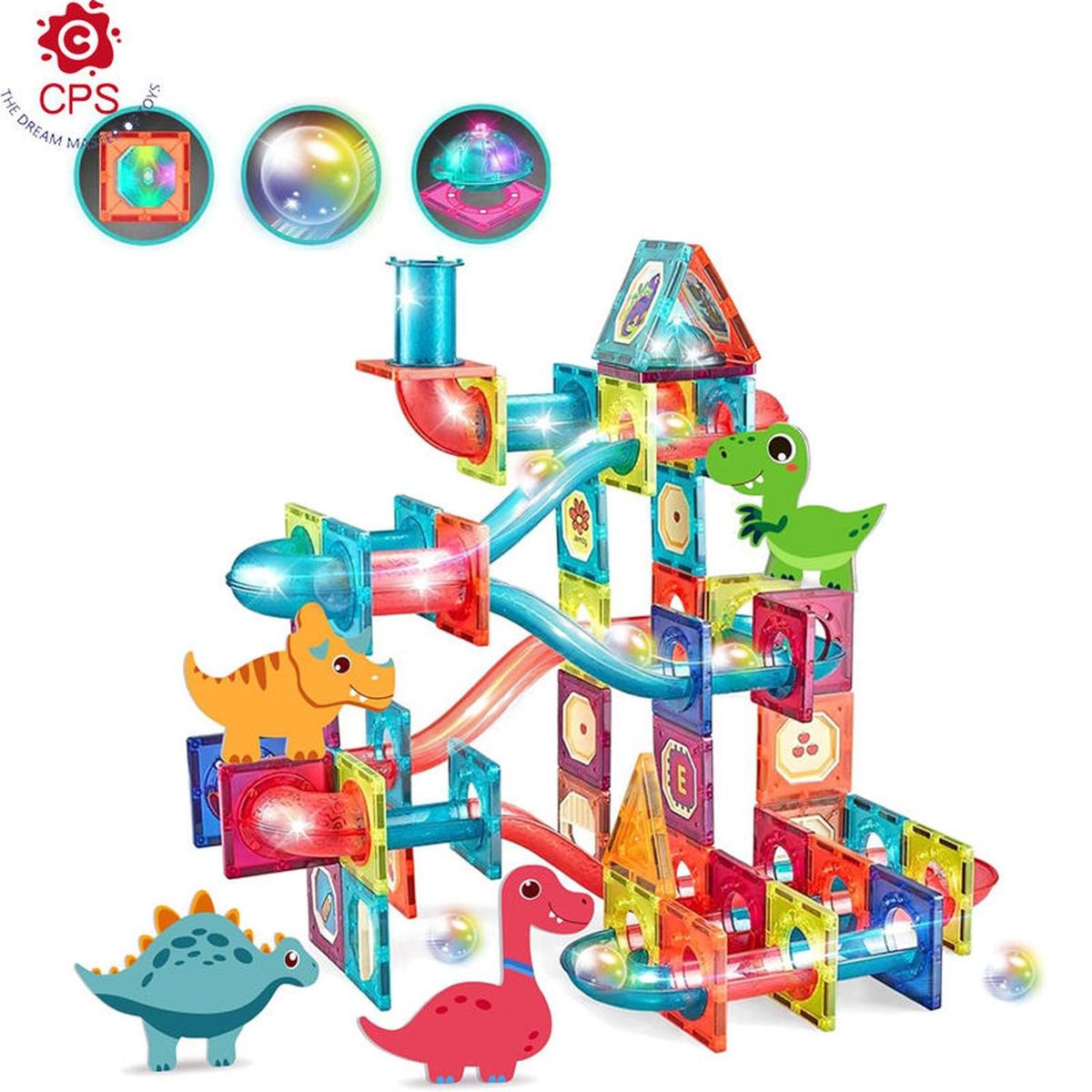 JAGIMA - Juego De Bloques Magnéticos 125 Piezas Pista Con Pelotas