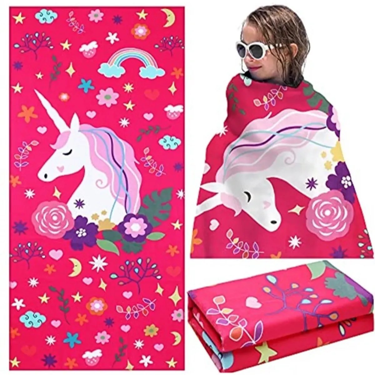 IUNIK - Toalla Párvulo Niña Algodón Playa Infantil rosa