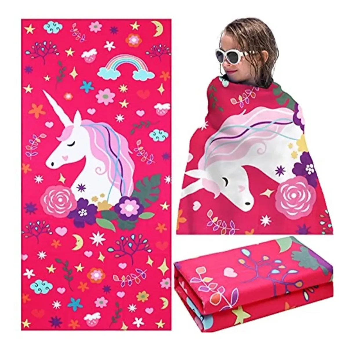 IUNIK - Toalla Párvulo Niña Algodón Playa Infantil rosa