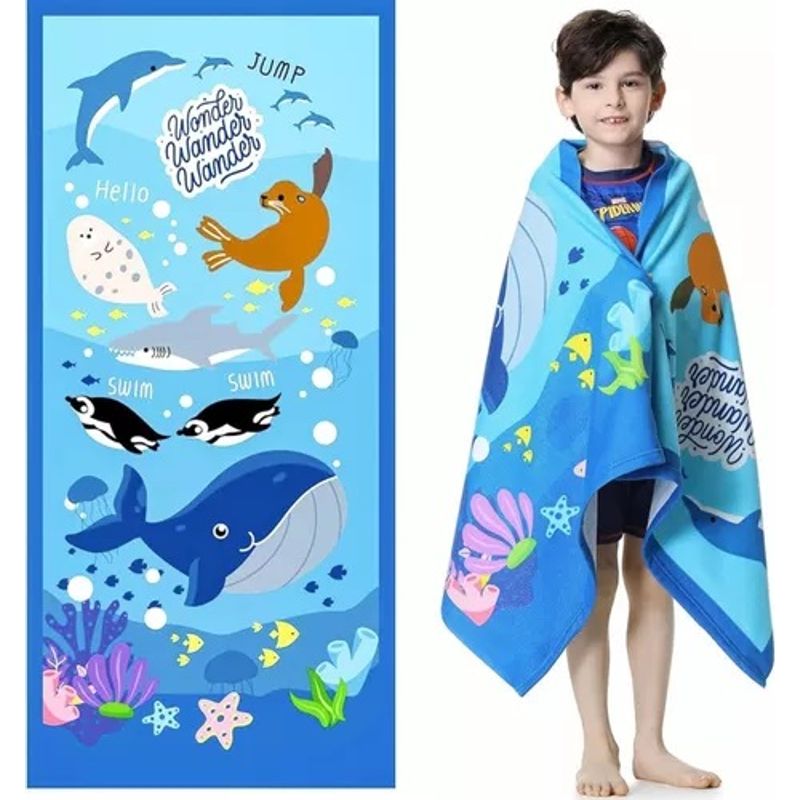 IUNIK - Toalla Párvulo Niño Algodón Playa Infantil azul
