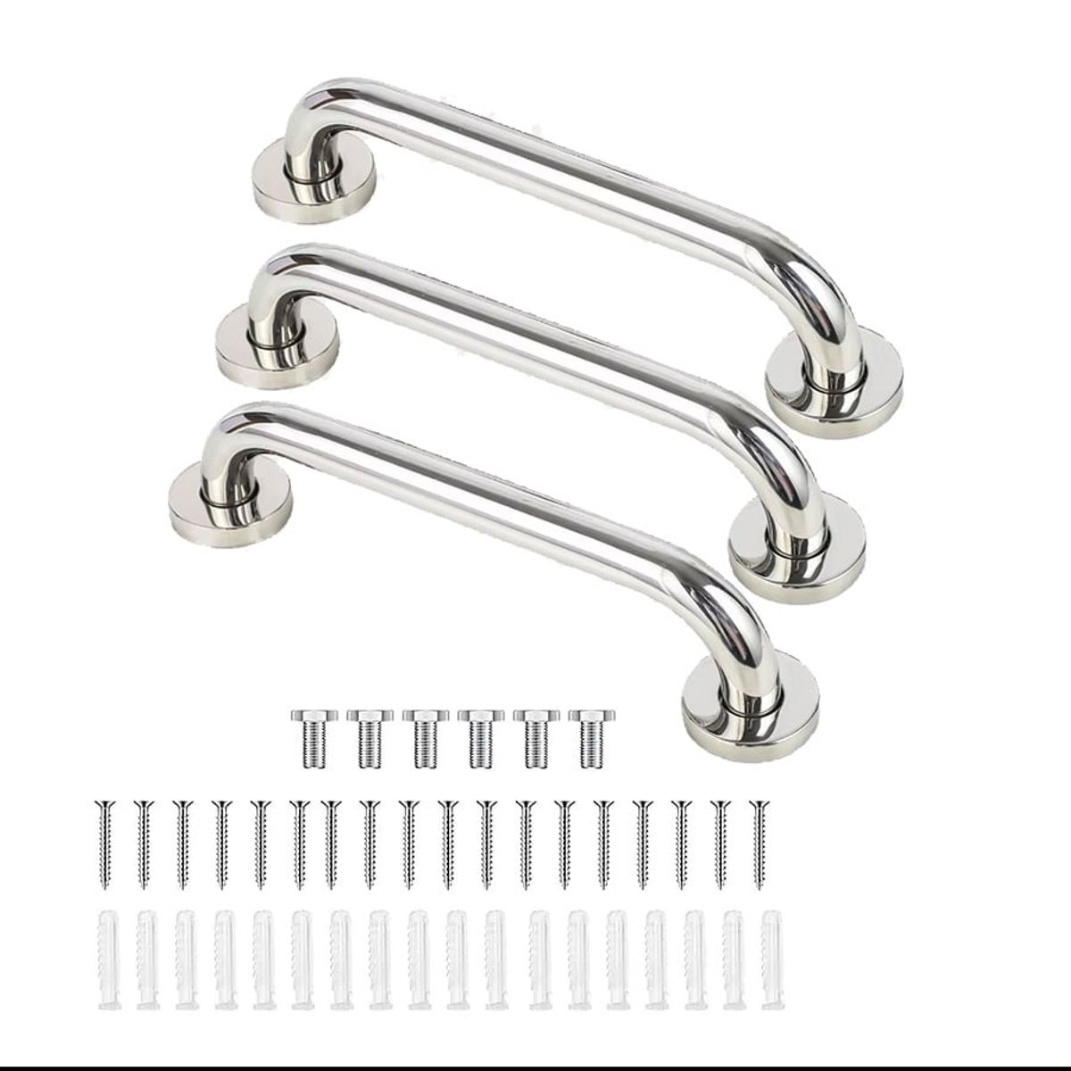 GENERICO - Pack de 3 Manillas Agarraderas de Ducha de Acero Inoxidable