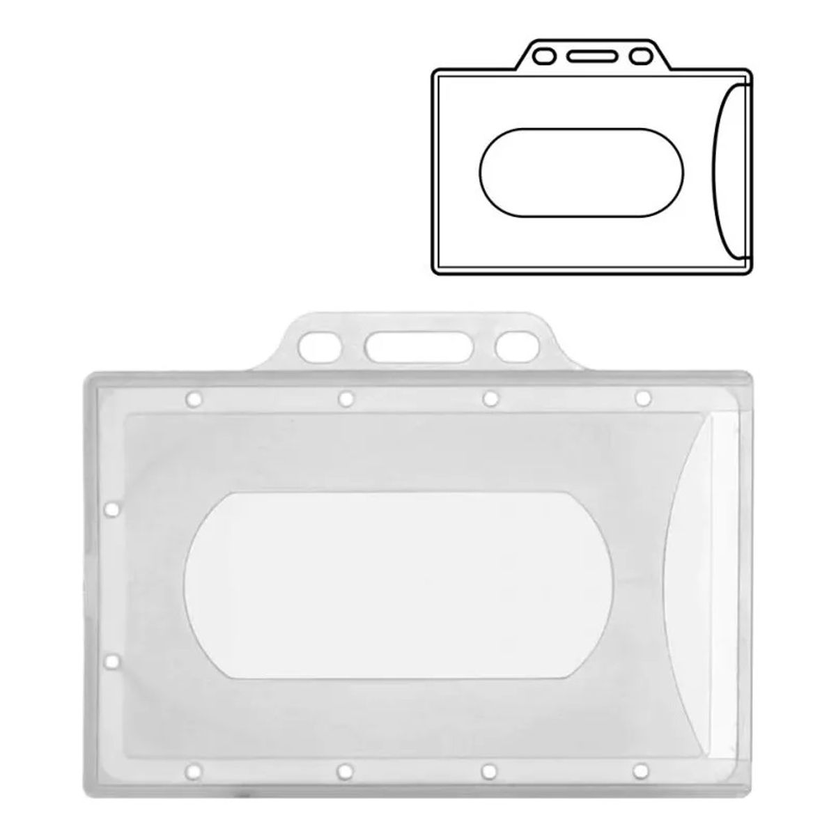 50× Porta Credencial Horizontal Plastico Transparente Rigido, marca KUANGYE - Foto Principal