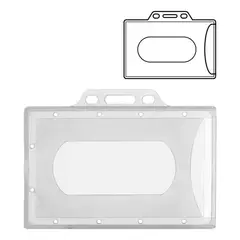 KUANGYE - 50× Porta Credencial Horizontal Plastico Transparente Rigido