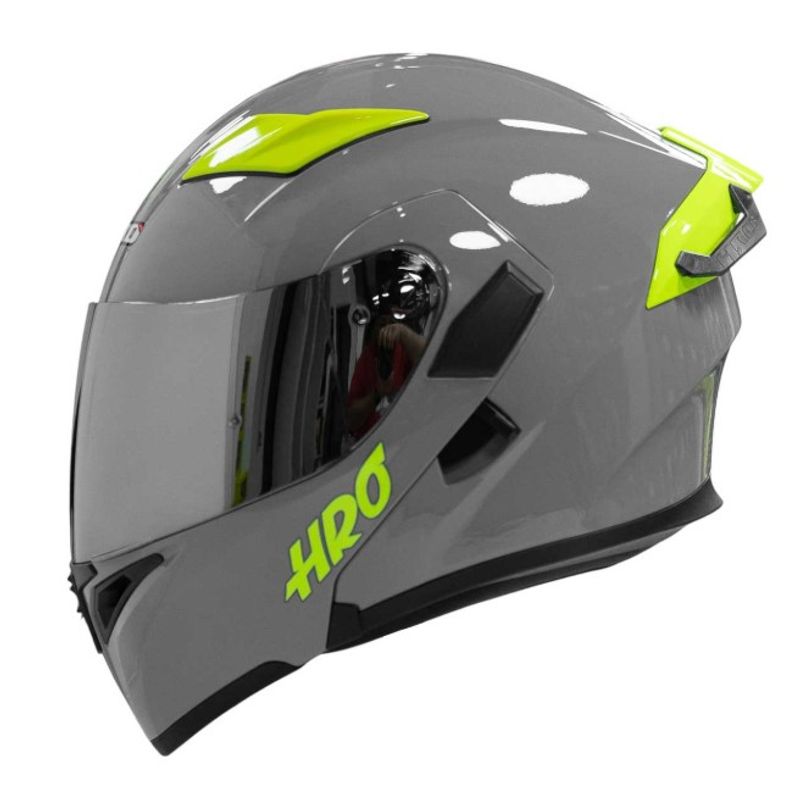HRO - Casco Moto Hro 3400dv solid gris brillo Abatible Sun Visor Certificación Dot TALLA M