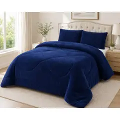 GENERICO - Cubrecama de Invierno Plush con Chiporro 2p Azul Marino TFCS07
