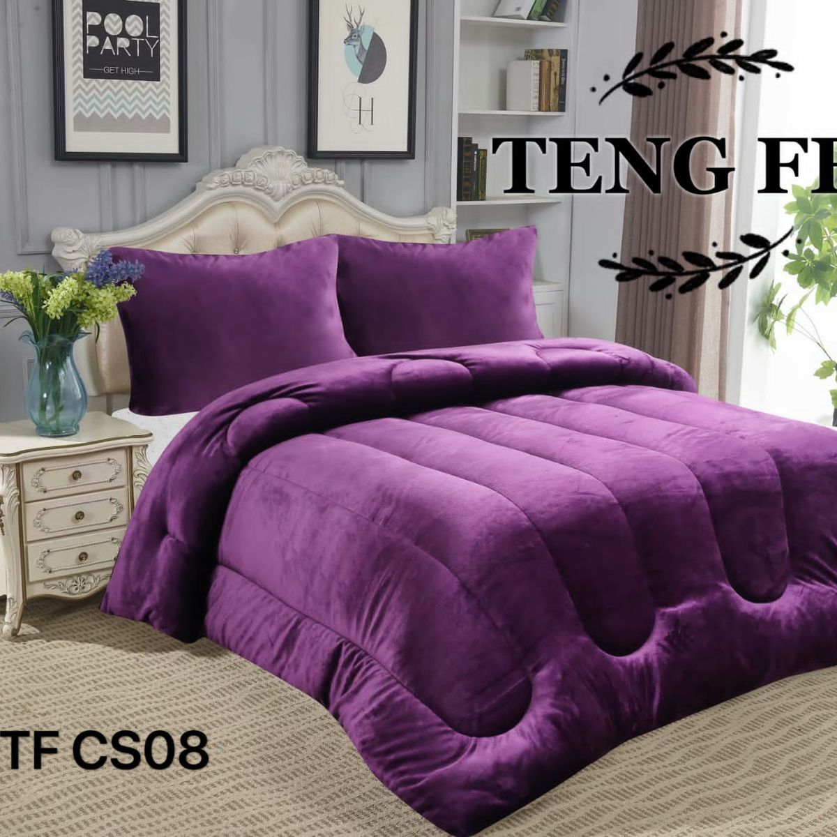 GENERICO - Cubrecama de Invierno Plush con Chiporro 2p Morado TFCS08