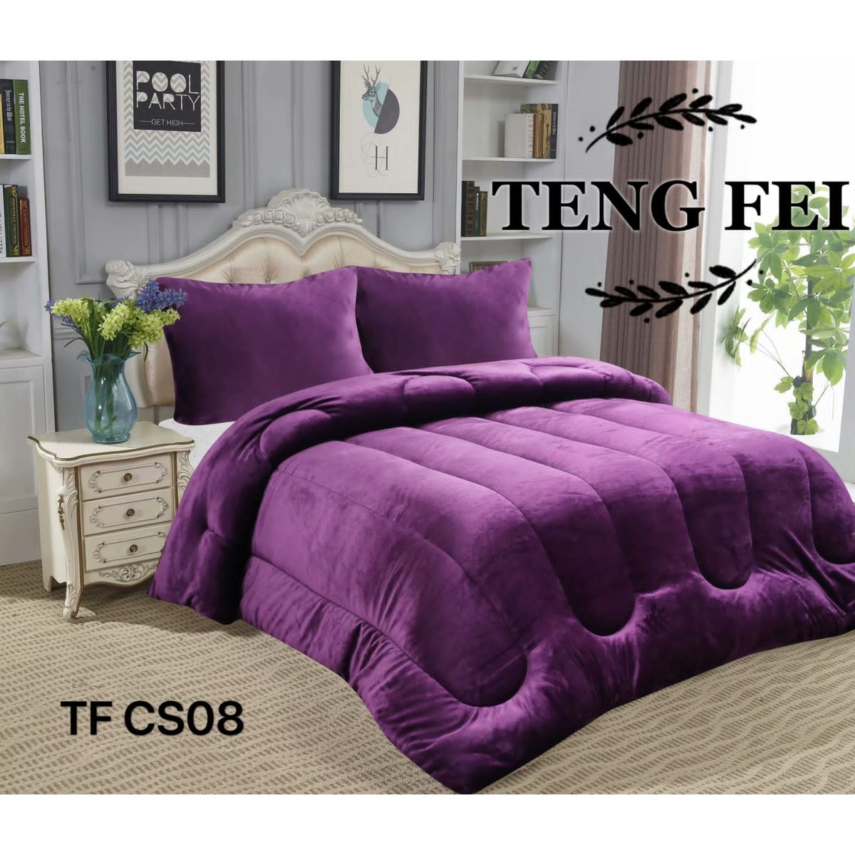 GENERICO - Cubrecama de Invierno Plush con Chiporro 2p Morado TFCS08