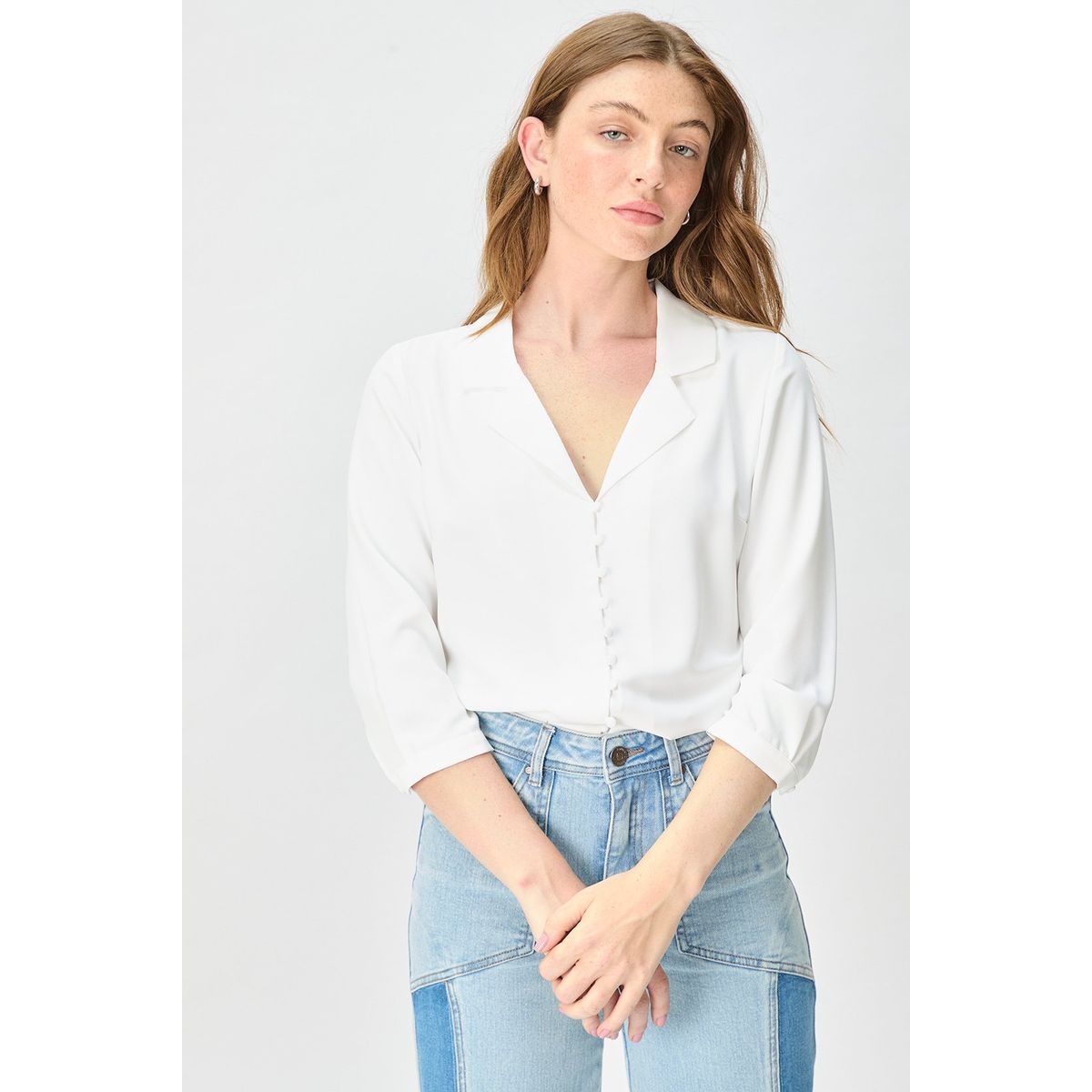 IO - Blusa Manga Larga Crudo Mujer Io