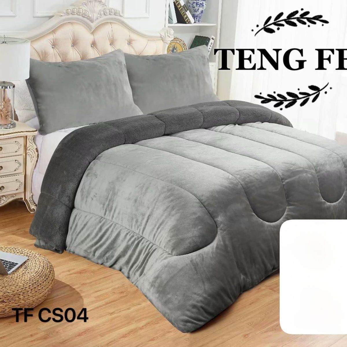 GENERICO - Cubrecama de Invierno Plush con Chiporro 1.5 p Gris TFCS04