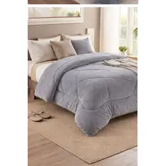 GENERICO - Cubrecama de Invierno Plush con Chiporro 1.5 p Gris TFCS04