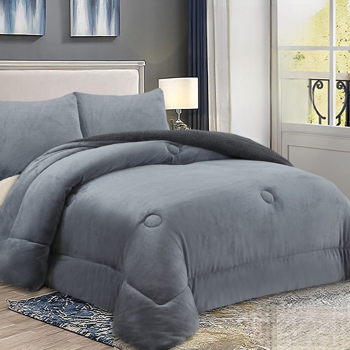 GENERICO - Cubrecama de Invierno Plush con Chiporro 1.5 p Gris TFCS04