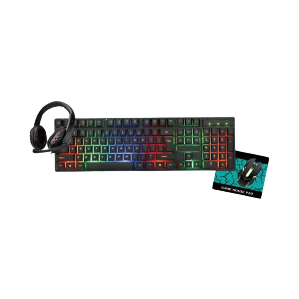 GENERICO - Kit Gamer Mouse Teclado Rgb  Mousepad Y Audífonos