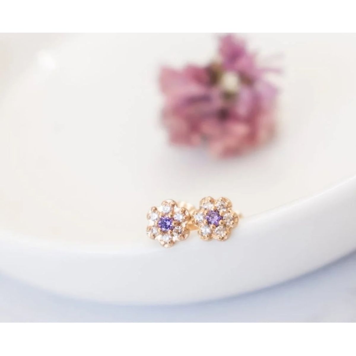 MODAS LILLO - Aro Bebé Abridor Rosita Amatista Oro 18k Joyas Modas Lillo