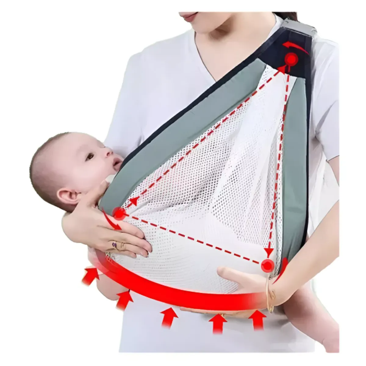 GENERICO - Porta Bebé  Canguro Ergonómico Fular Ligero Ajustable VERDE