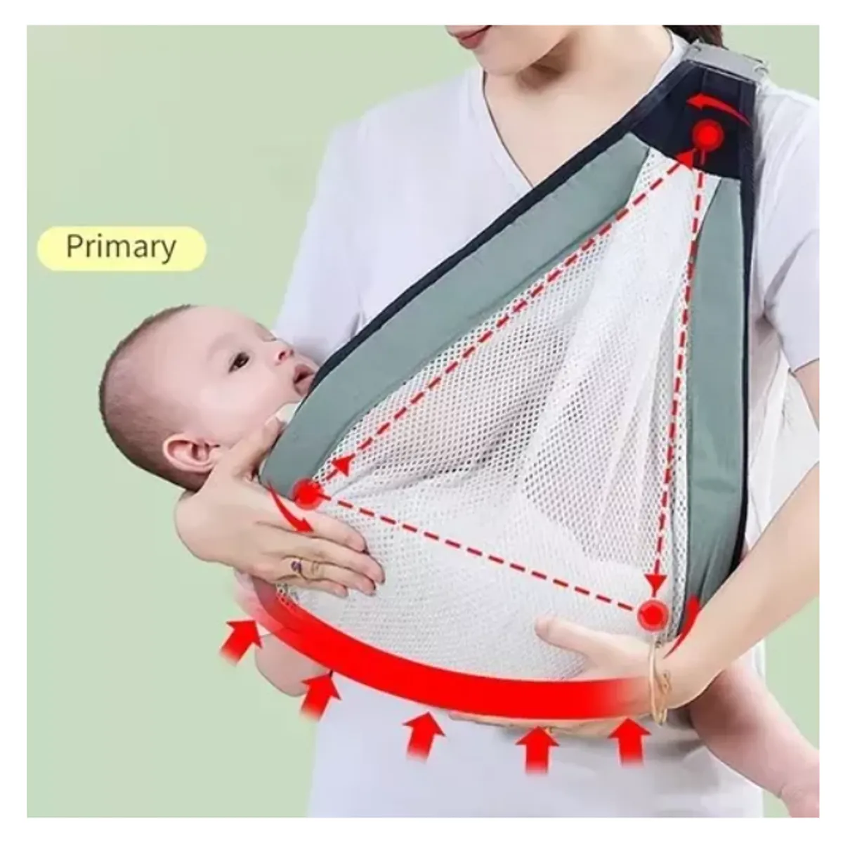 GENERICO - Porta Bebé  Canguro Ergonómico Fular Ligero Ajustable VERDE