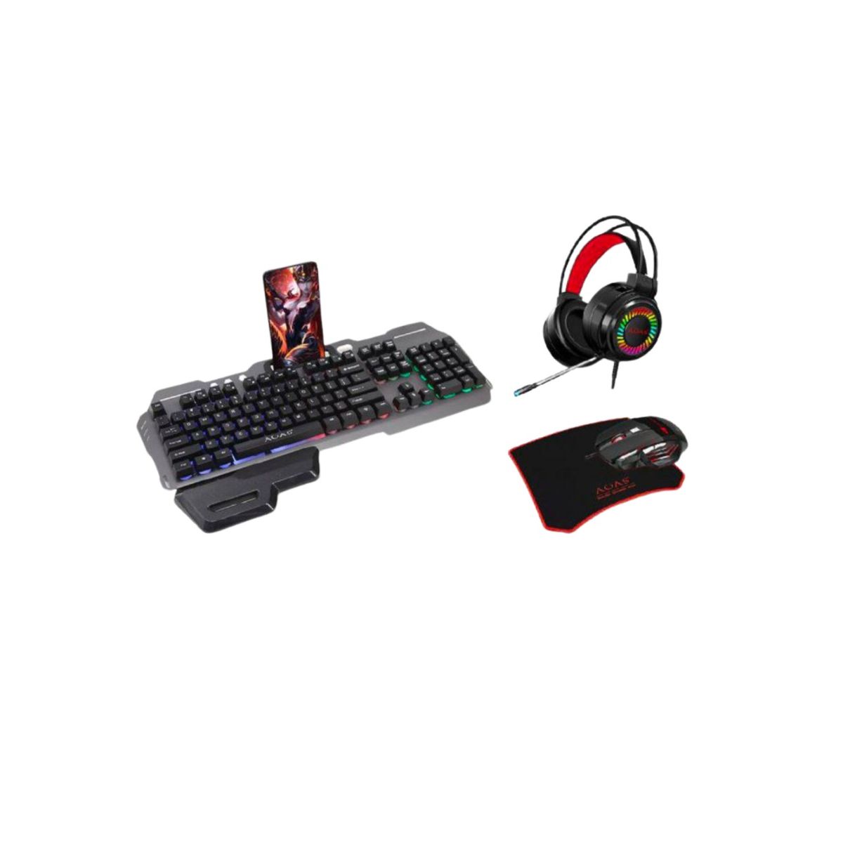 GENERICO - Kit Gamer 4 En 1 Mouse, Teclado Rgb , Mousepad Y Audífonos MT