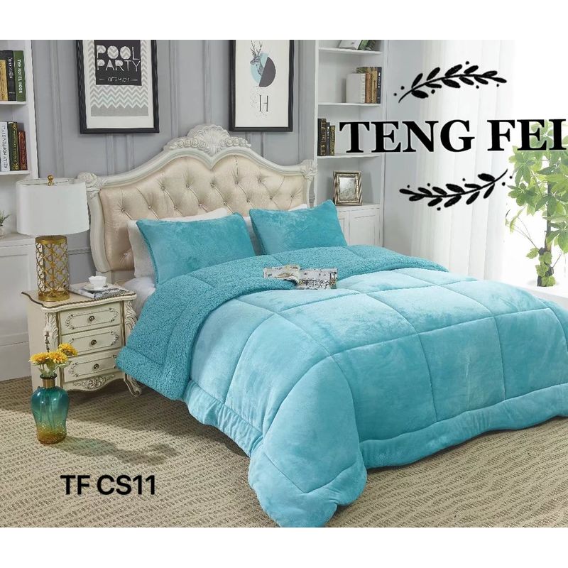 GENERICO - Cubrecama de Invierno Plush con Chiporro King Celeste TFCS11