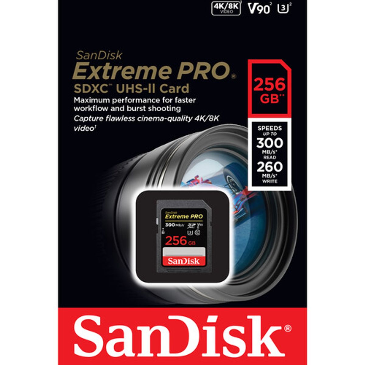 SANDISK - Memoria Sd Sandisk Extreme Pro 256gb 300mbs Uhs-ii V90 8k