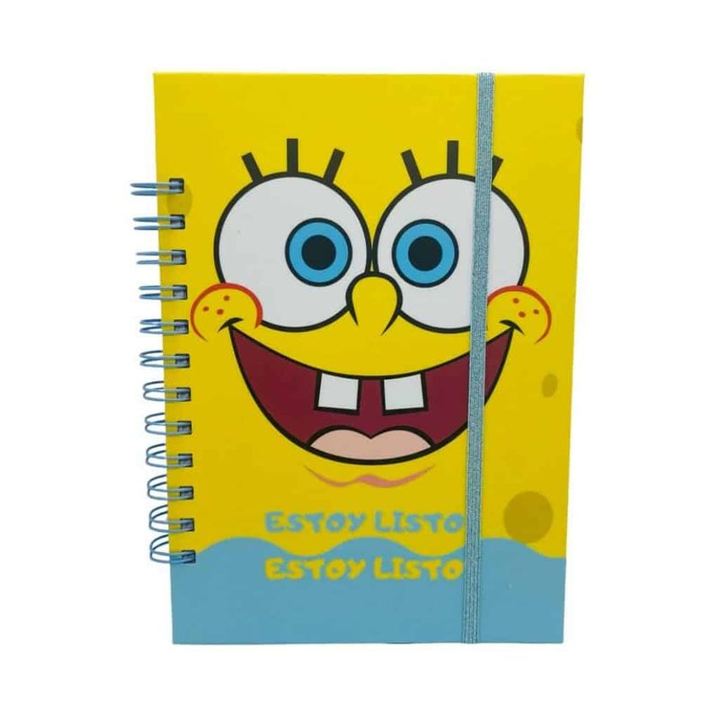 GENERICO - Cuaderno A5 100 Hojas Cuadriculadas 7mm de Bob Esponja