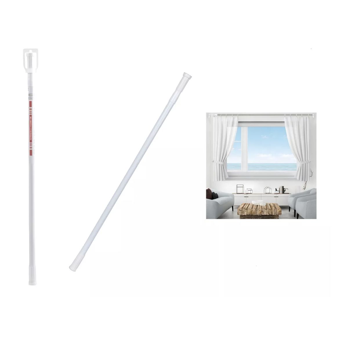 GENERICO - Barra Extensible 110-200cms Cortina De Ducha Acero Cromada Blanco