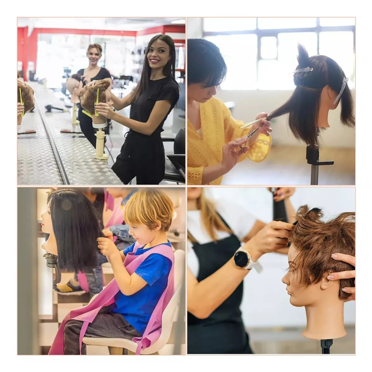 KUANGYE - Cabeza De Maniquí De Entrenamien Para Práctica Peluquería