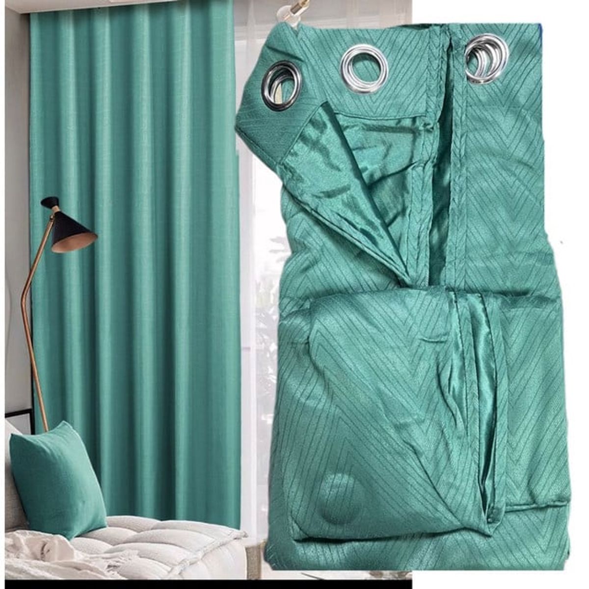 GENERICO - CORTINA 2 PAÑOS CON RELIEVE 140X230  VERDE