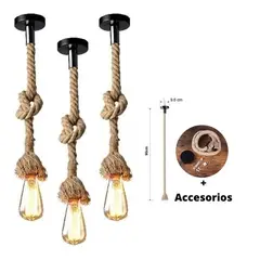 GENERICO - Lampara Colgante Cañamo Vintage