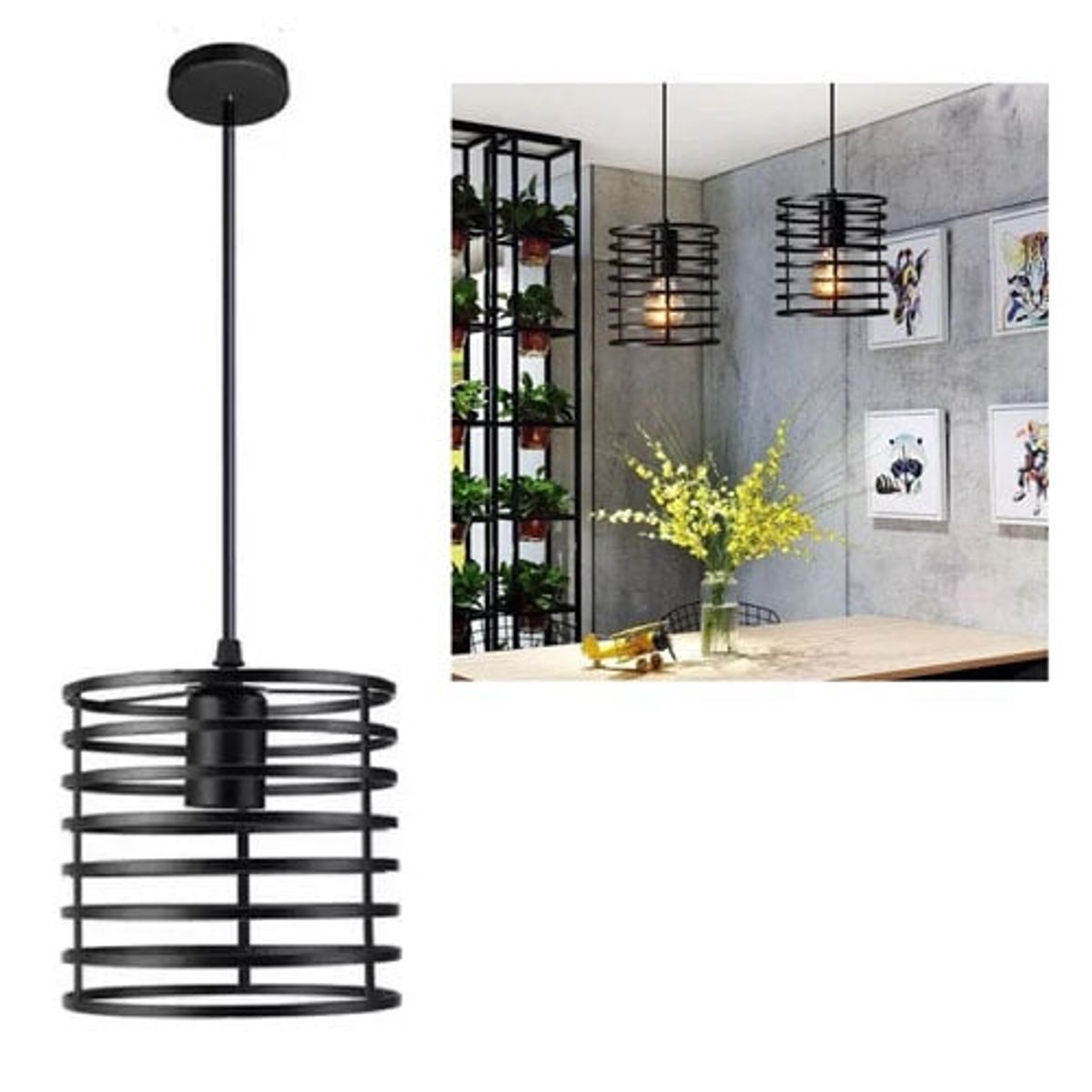 GENERICO - Lampara Vintage Colgante Cilindro