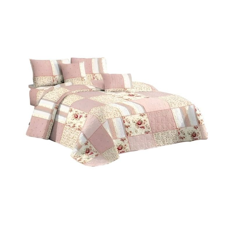 GENERICO - JUEGO DE CUBRECAMA QUILT MAS SABANAS KING