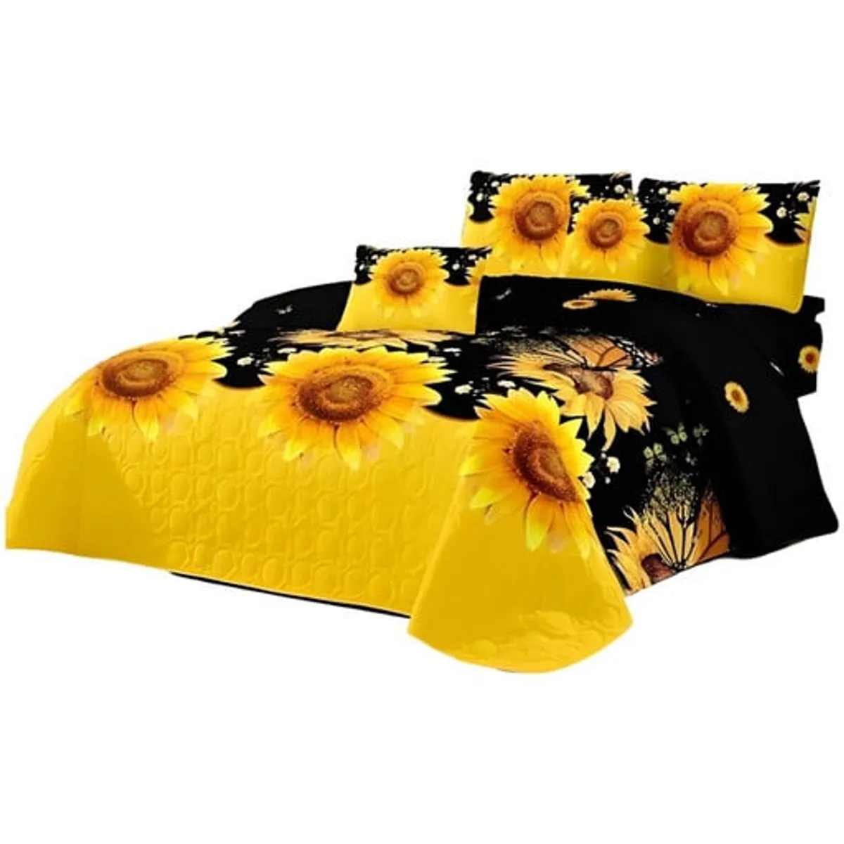 GENERICO - JUEGO DE CUBRECAMA QUILT MAS SABANAS PLAZA Y MEDIA.