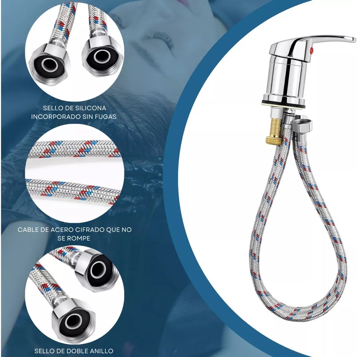 KUANGYE - Llave Monomando Peluquería Grifo Lavapelo Acero Inoxidable