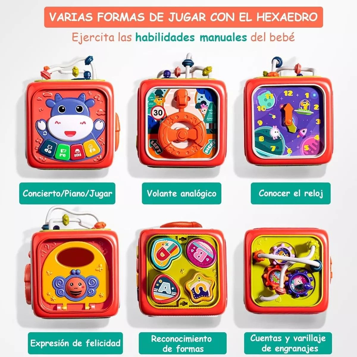 KUANGYE - Juguete Montessori Educativo 6 En 1 Cubo Didáctico Para Bebé