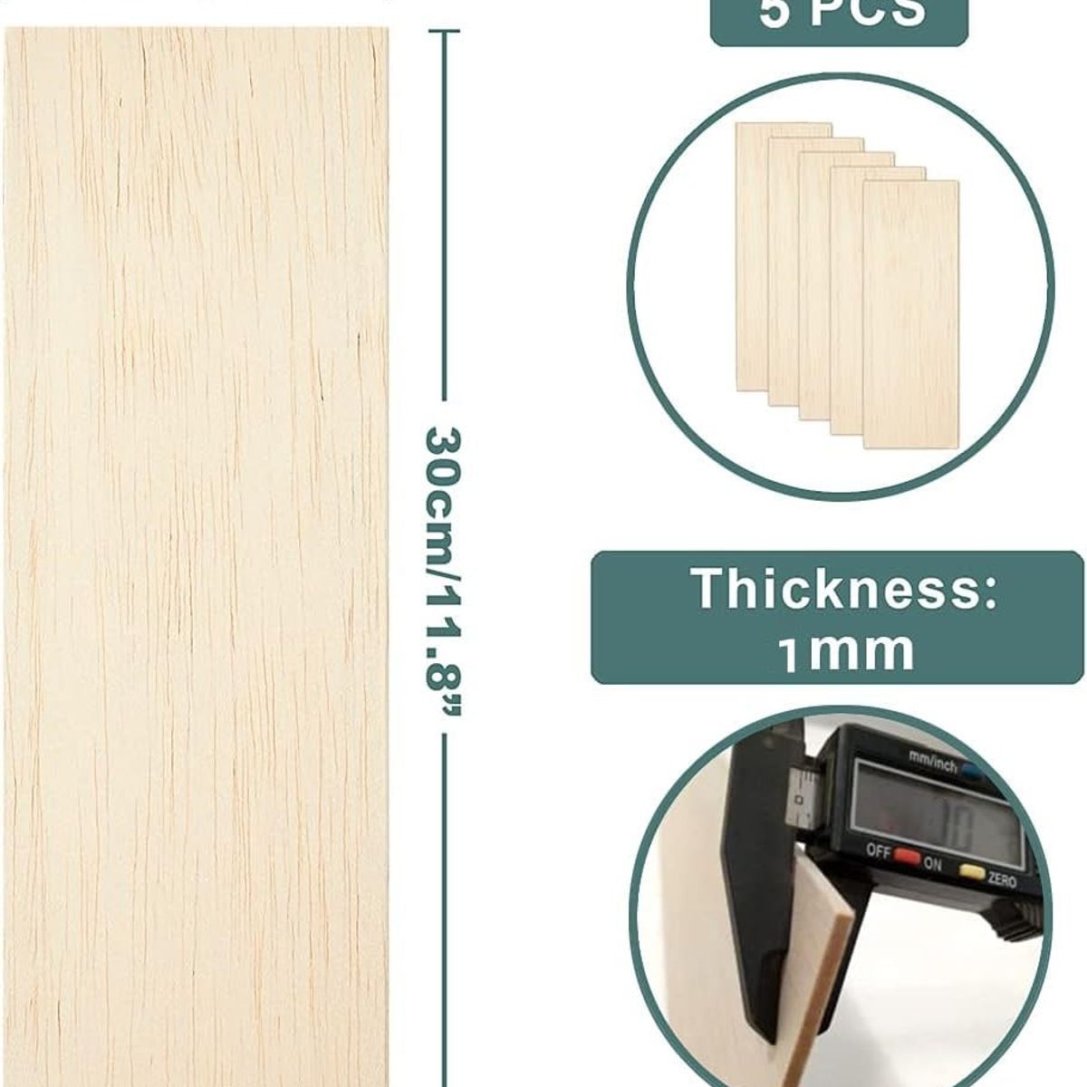 KUANGYE - 5 Pcs De Láminas De Madera De Balsa Placa De Madera