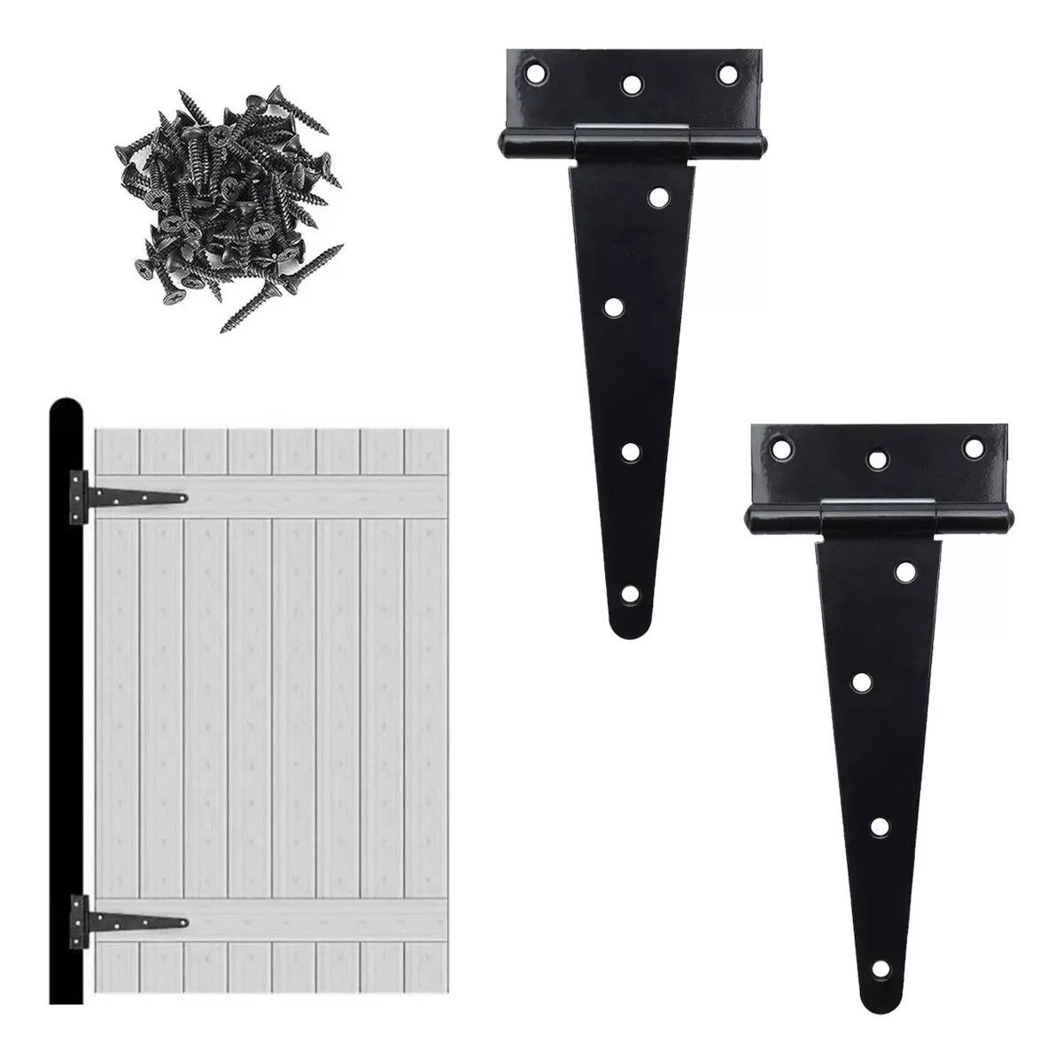 KUANGYE - 2pcs Bisagras Alcayata Para Portón En T 8 Pulgadas Antióxido