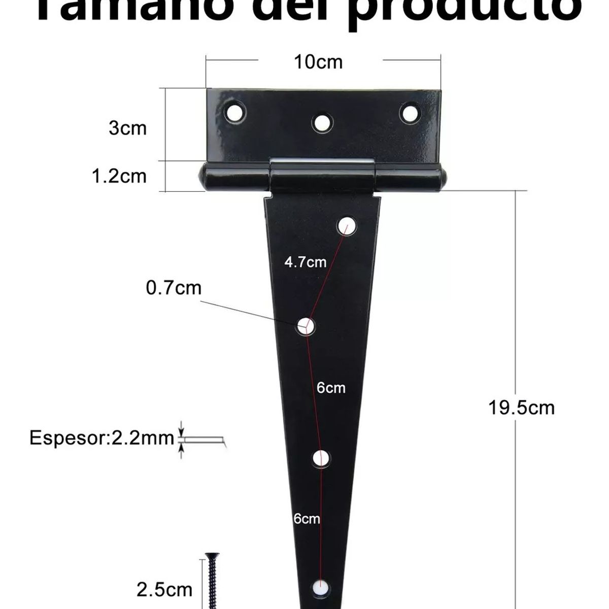 KUANGYE - 2pcs Bisagras Alcayata Para Portón En T 8 Pulgadas Antióxido