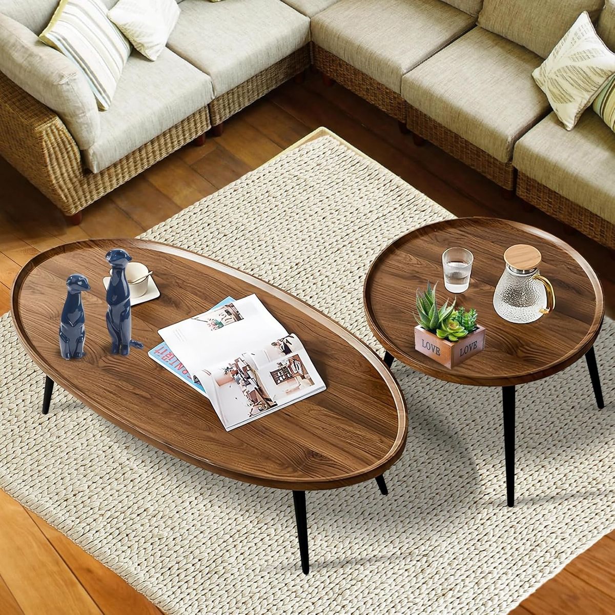 YOMYM - Juego Mesa De Centro Living Vanguardia Madera Nactural