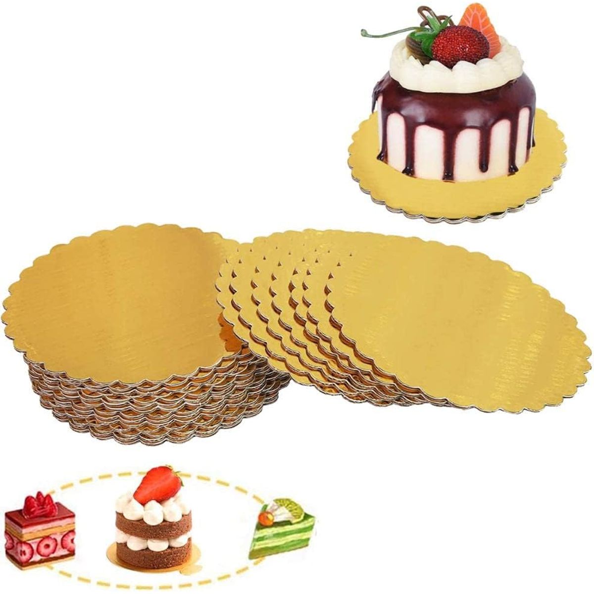 KUANGYE - Set 12 Bandeja Base Redonda Torta Pastel Carton 30 Cm