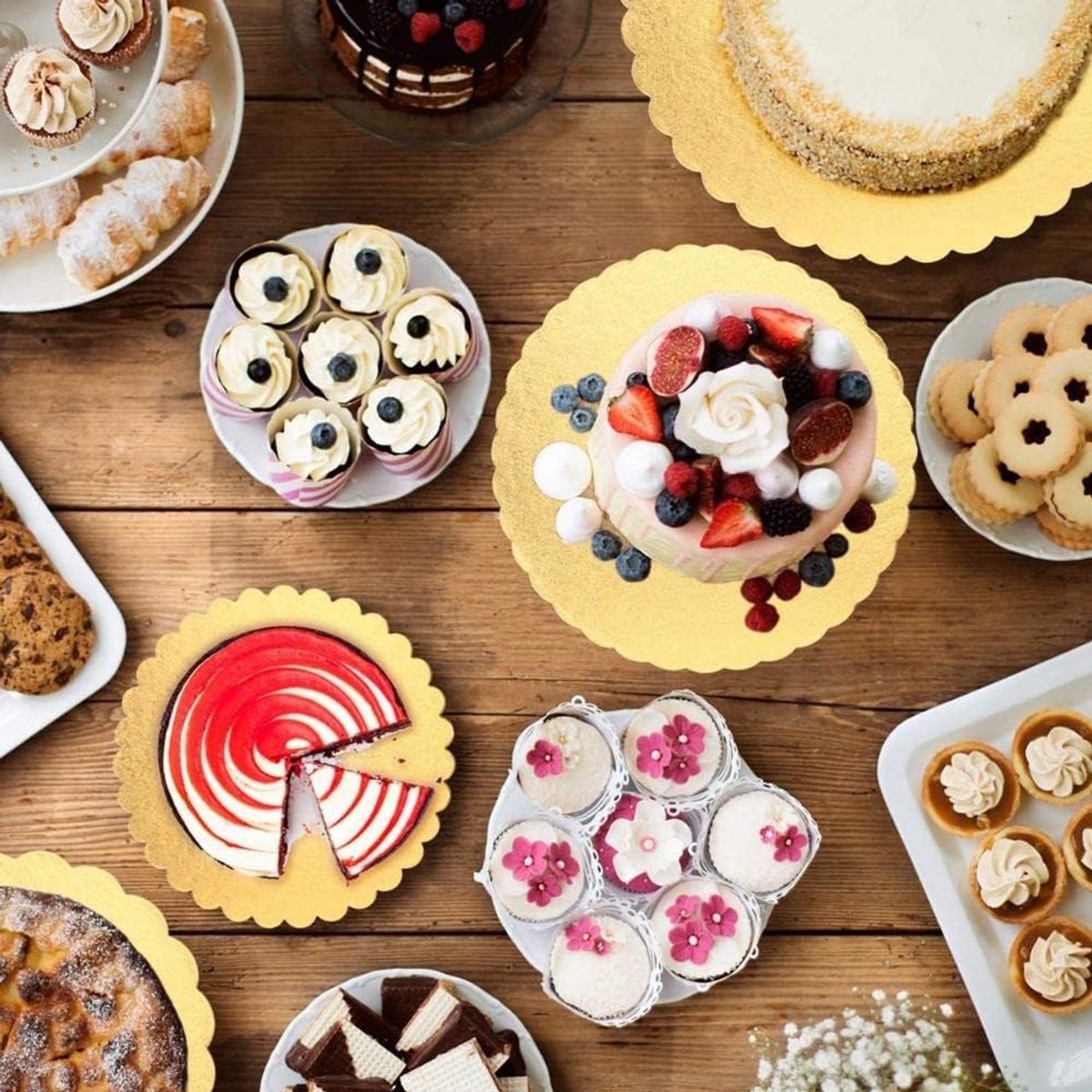 KUANGYE - Set 12 Bandeja Base Redonda Torta Pastel Carton 30 Cm