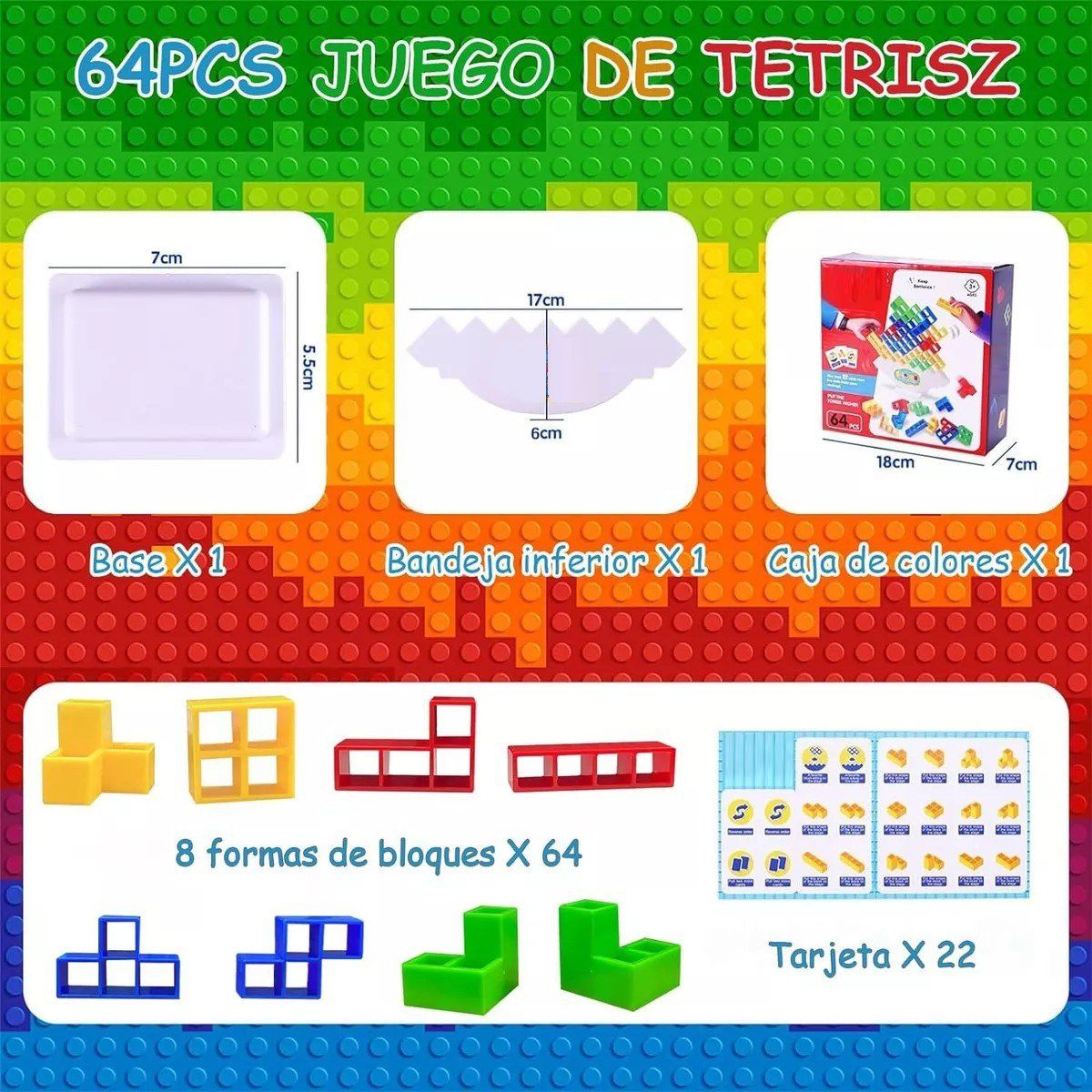 KUANGYE - Juego De Bloques De Equilibrio Para Tetra Tower 64 Piezas