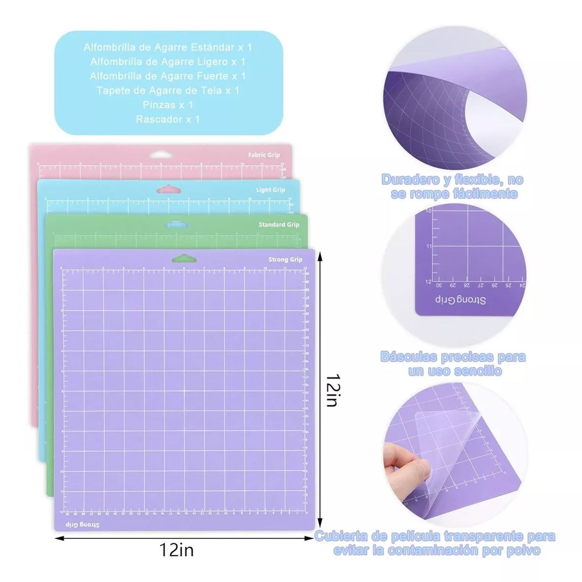 KUANGYE - Pack 4 Tapetes De Corte Para Cameo 4 Y Cricut 30cm X 30cm