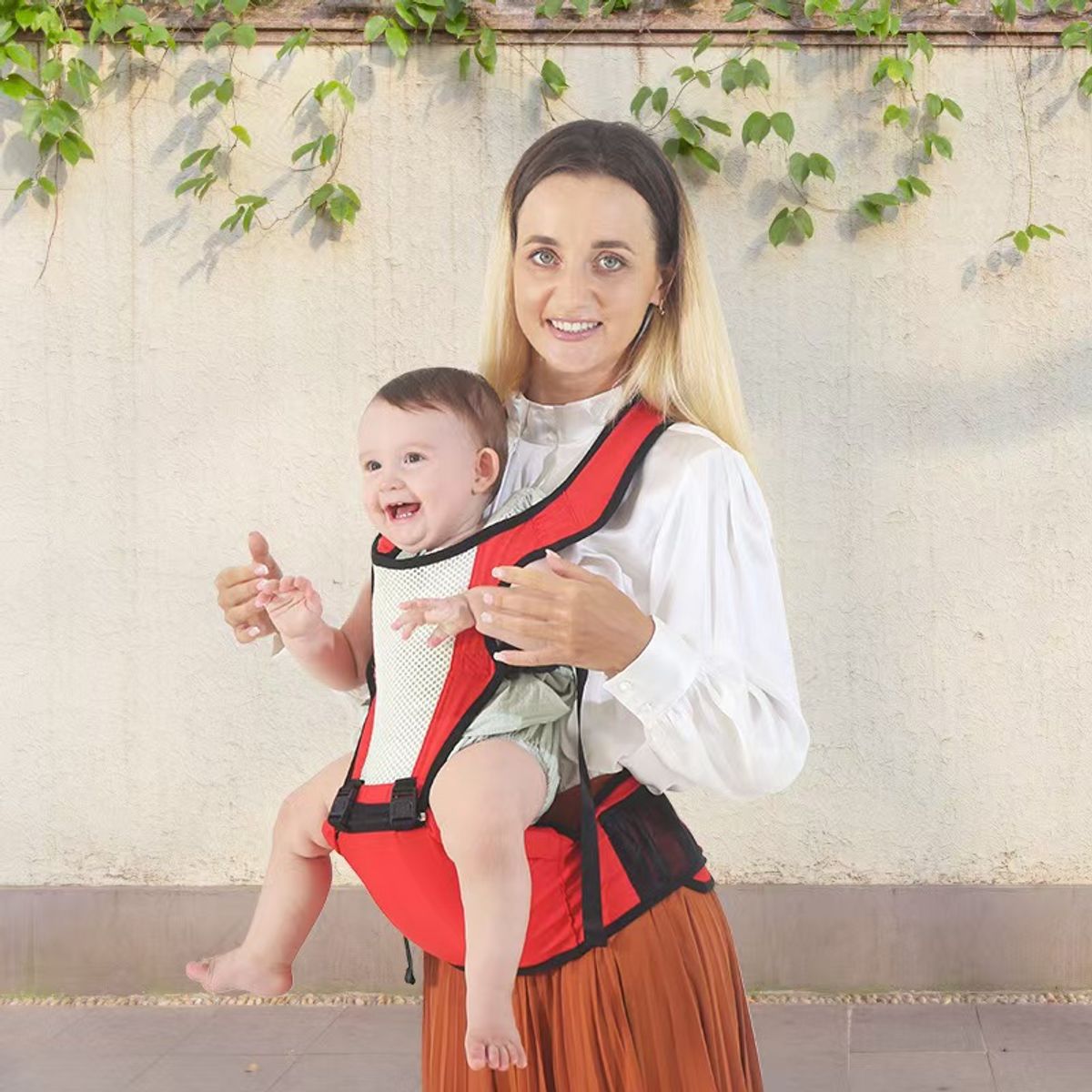 GENERICO - Portabebés 6 en 1 de 0 a 36 meses ligero y transpirable Rojo